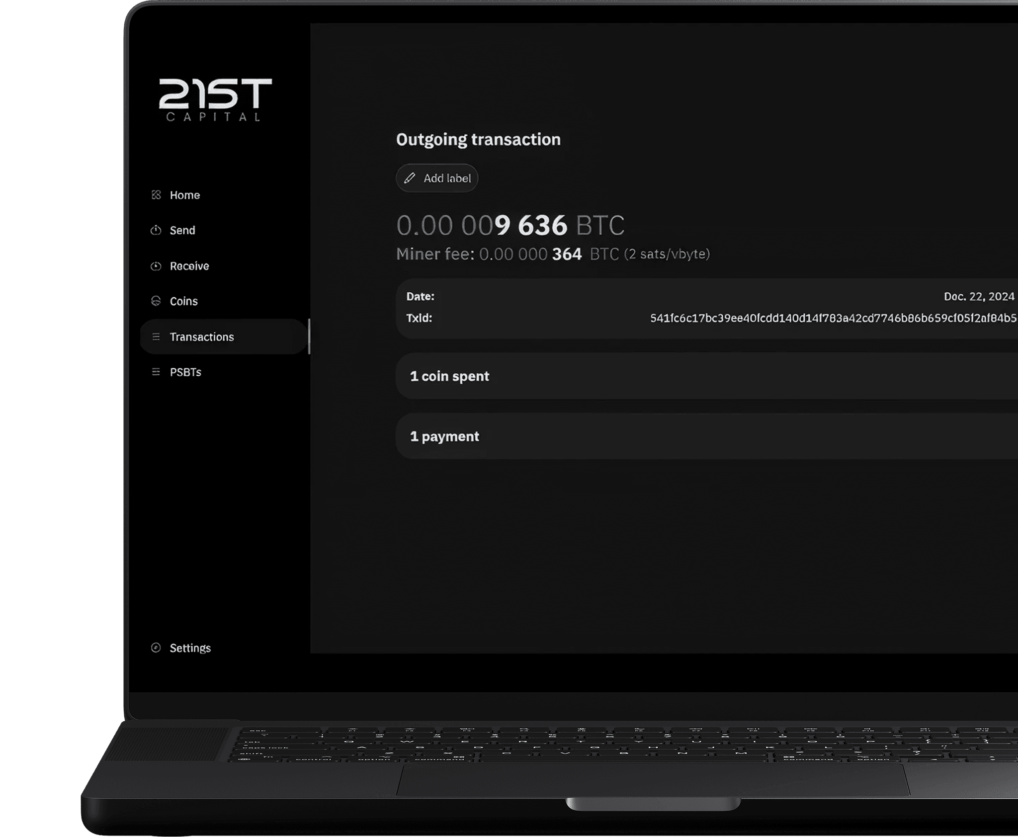 Smart Vault Dashboard on Laptop